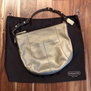Coach metallic leather hobo bag